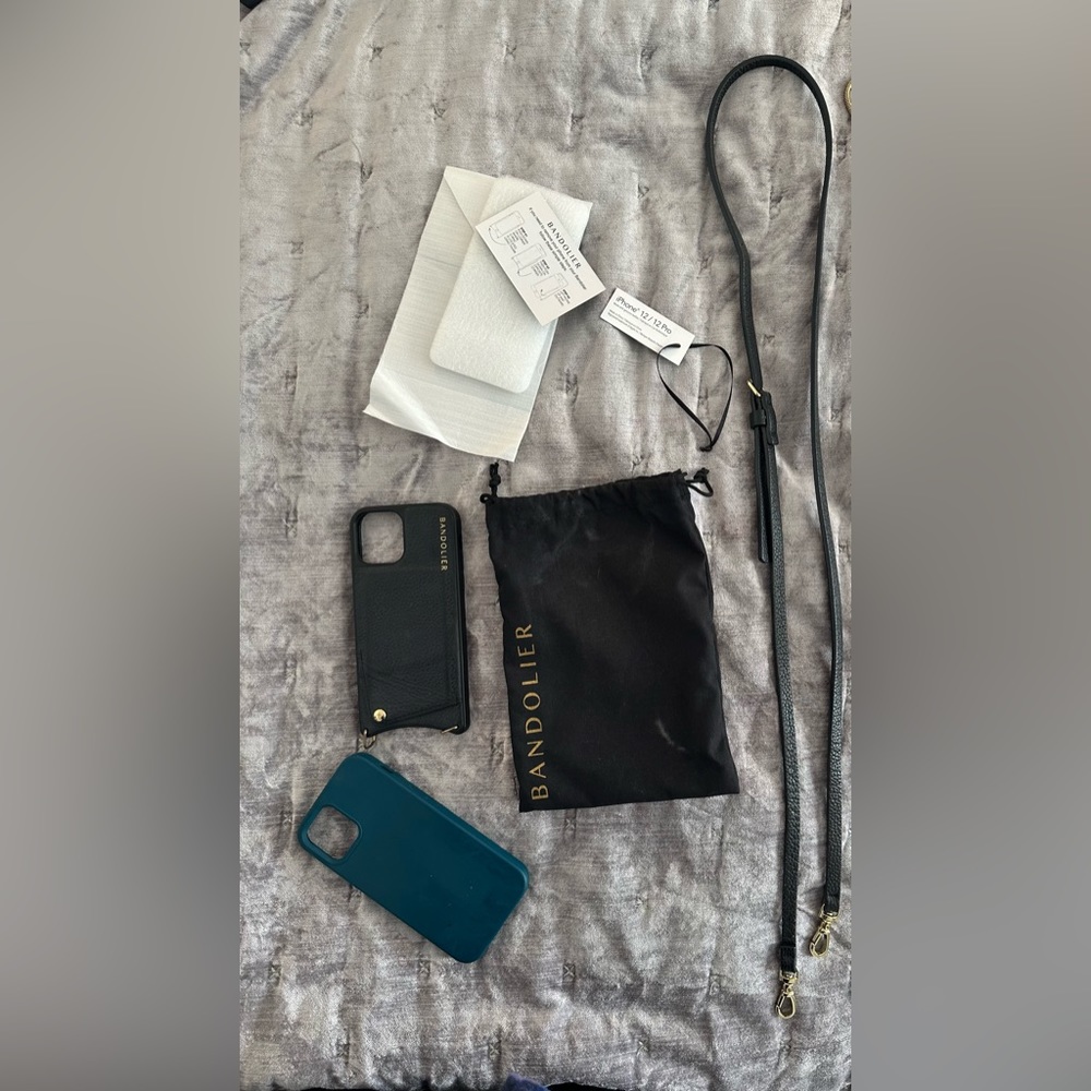 Bandolier Black Leather Crossbody iPhone 12/ 12 Pro